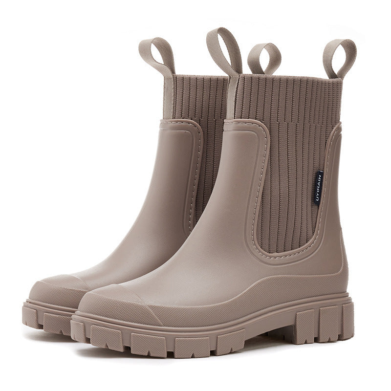 Women's Wear-Resistant Waterproof Rain Boots with Height-Boosting, Non-Slip Sole