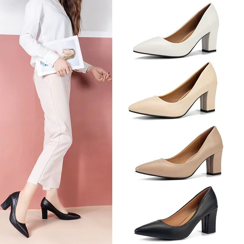 Fashion Women's Chunky Heel Pointed Toe Work Shoes