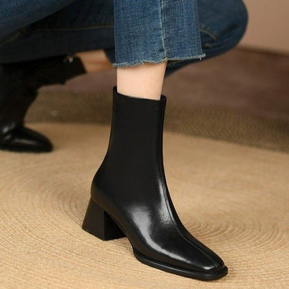 All-Match Fashionable Chunky Heel Side-Zip Boots