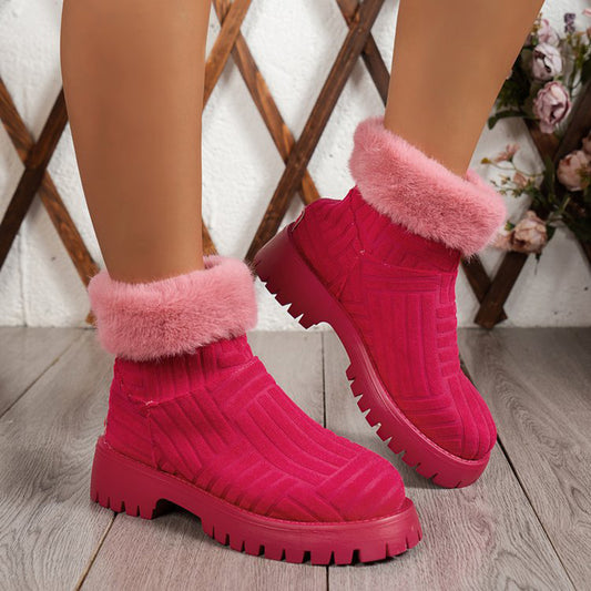 Winter Ankle Boots Fashoin Thick-soled Thickened Snow Boots For Women Plush Shoes