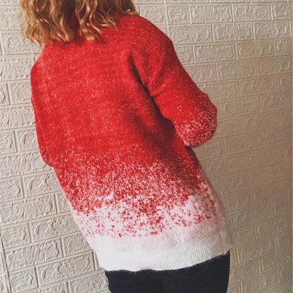 Snowflake Knit: Half High-Neck, Long Sleeve with Color-Matching