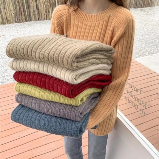 Solid Color Loose Knitwear Bottoming Shirt