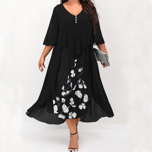 Women's Graceful And Fashionable Chiffon Stitching Fake Irregular Dress