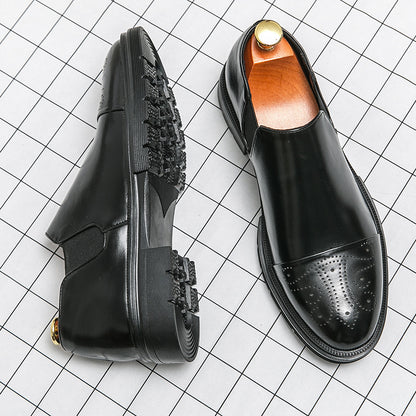 Men's New Slip-On Leather Shoes for Height Increase - Business Formal Wear