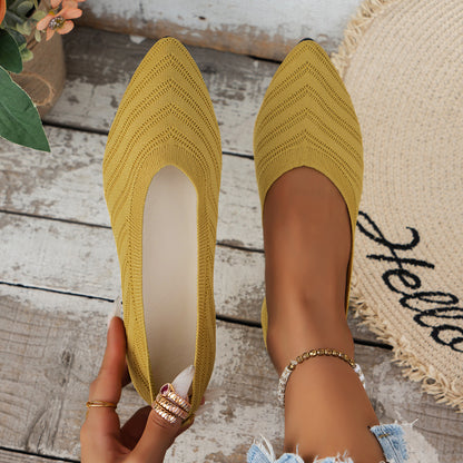 Pointed Toe Flat Heel Casual Knitted Shoes