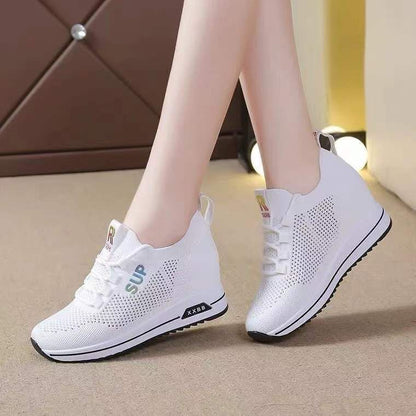 Fashionable Platform Sneakers – Breathable Flying Woven Running Shoes