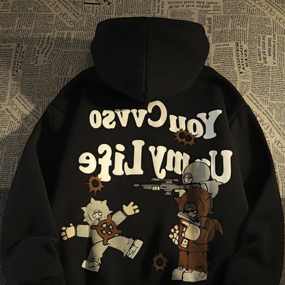 Retro High Street Cartoon Hooded Sweatshirt