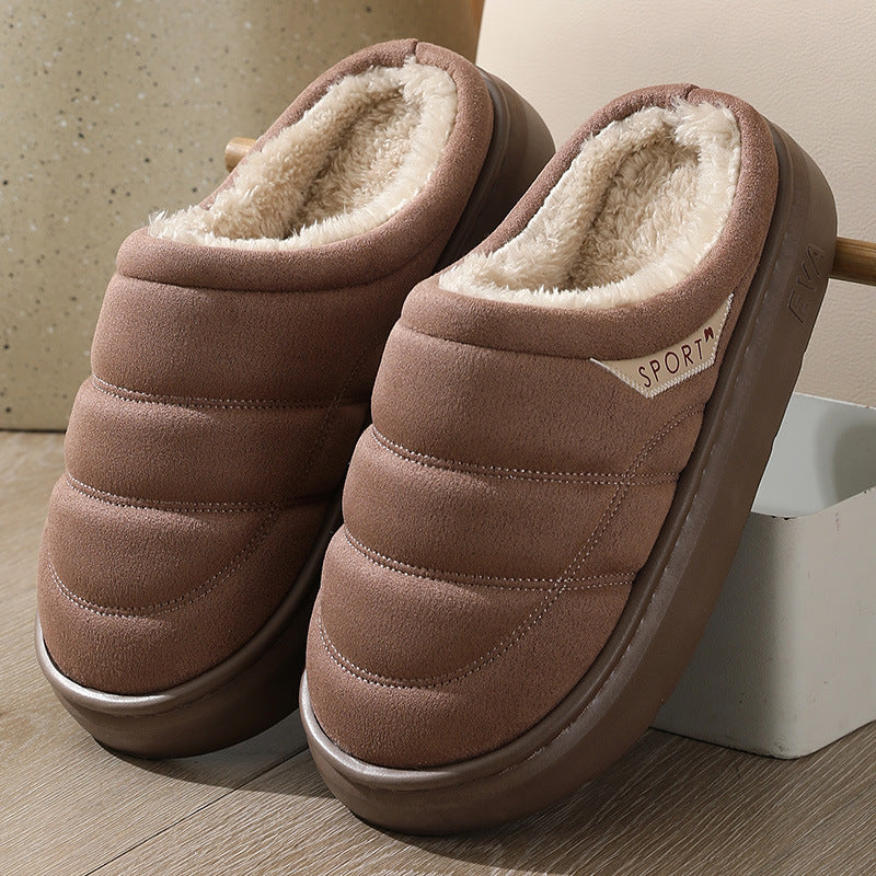 Fashionable Solid Plush Slippers – Winter Warm Indoor Home Slippers for the Bedroom