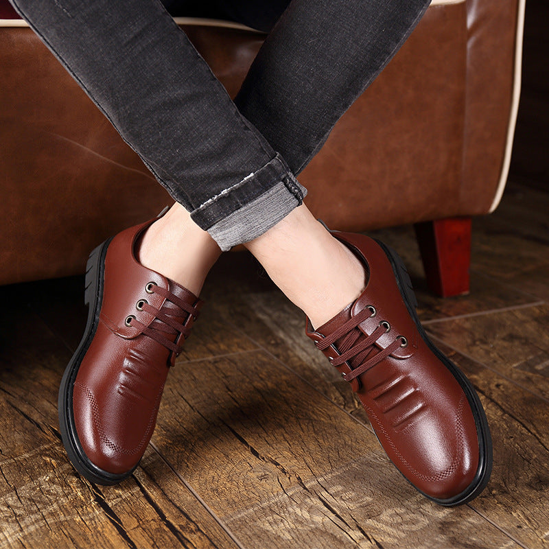 Men's Breathable Casual Leather Shoes for Fall Business Formal Wear