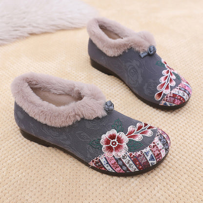 Fleece-Lined Thickened Cotton-Padded Shoes for Middle-Aged and Elderly Women