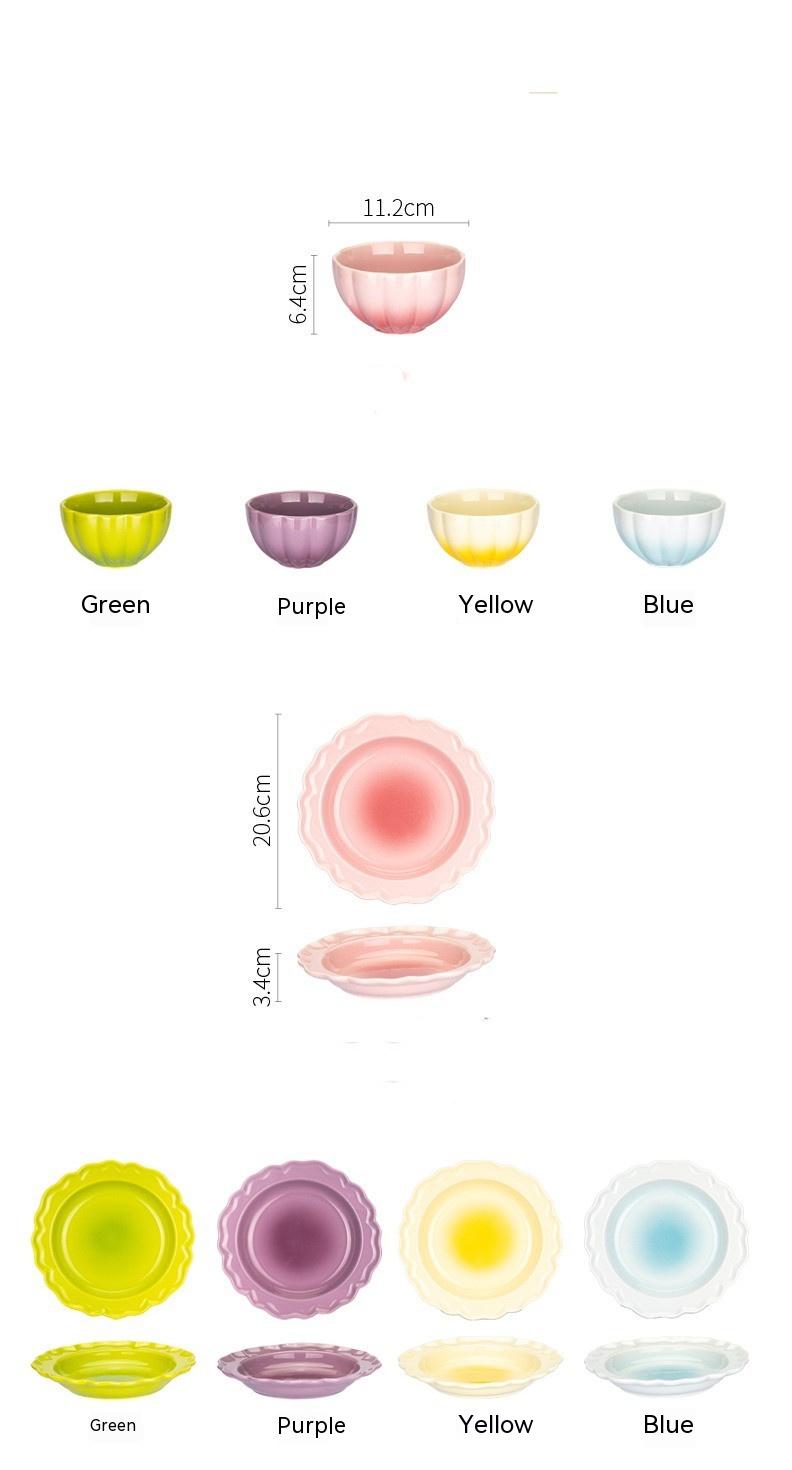 Colorful Gradient Dopa Ceramic Bowl Plate – Stylish Tableware for Household Use