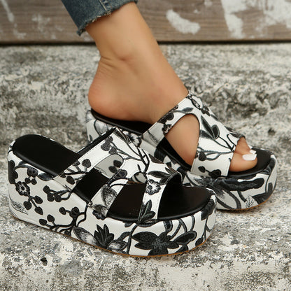 Women's Fashion Thick-Soled Printed Slippers