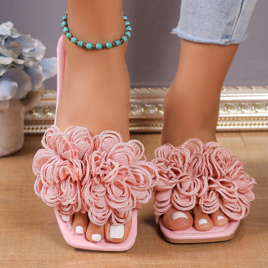 Women's Fashionable Flower Flat Slippers