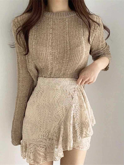 Women's Ice Silk Cut-out Knitted Loose Sweater