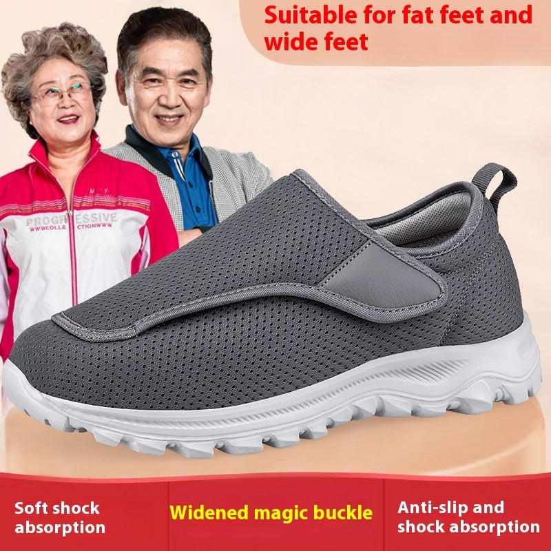 Men's Adjustable Velcro Walking Shoes for Widened Instep and Swollen Feet