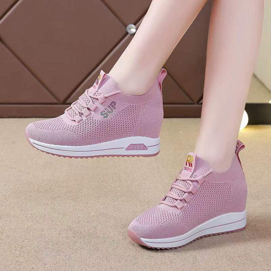 Fashionable Platform Sneakers – Breathable Flying Woven Running Shoes