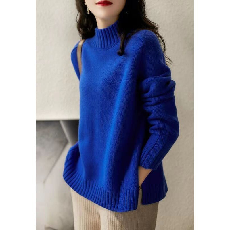 Women's French Style Half Turtleneck Long Sleeve Knitted Sweater