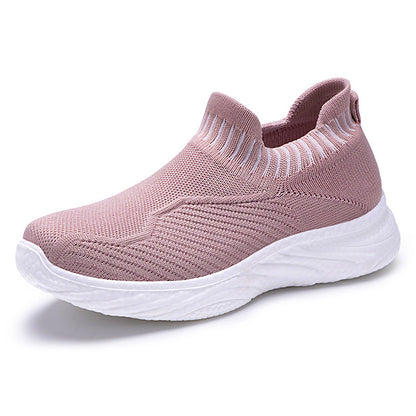 Striped Flat Sneakers for Women – Fashion Lightweight Breathable Slip-On Sports Shoes