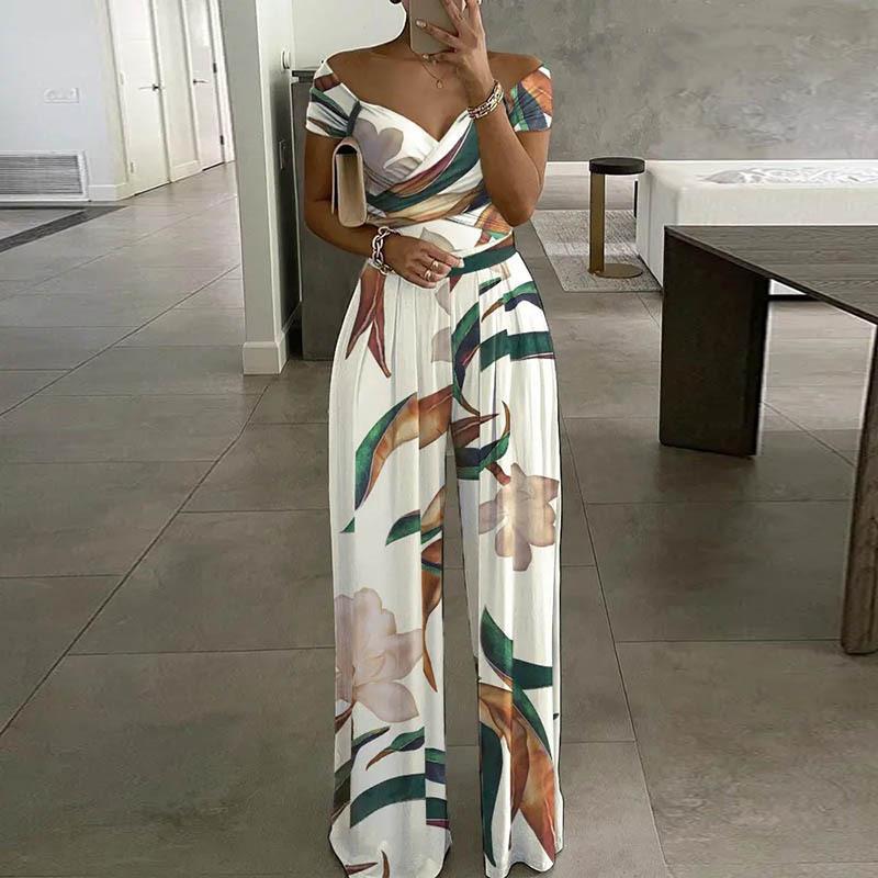 Women's Fashion One-shoulder Print Temperament Jumpsuit