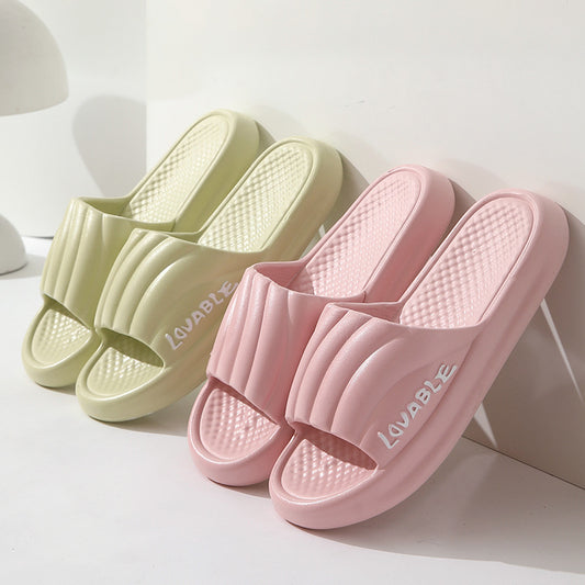 Summer Striped Home Slippers: Thick Non-Slip Sole, Unisex Design with Stripe Letters