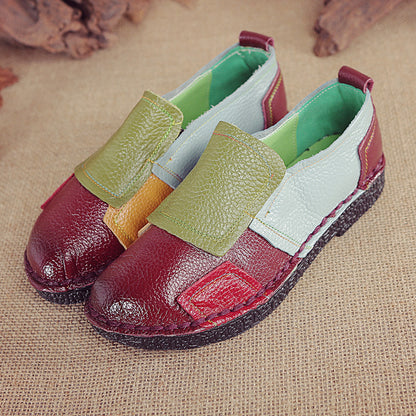 Women's Fashion First Layer Cowhide Casual Multicolor Shoes