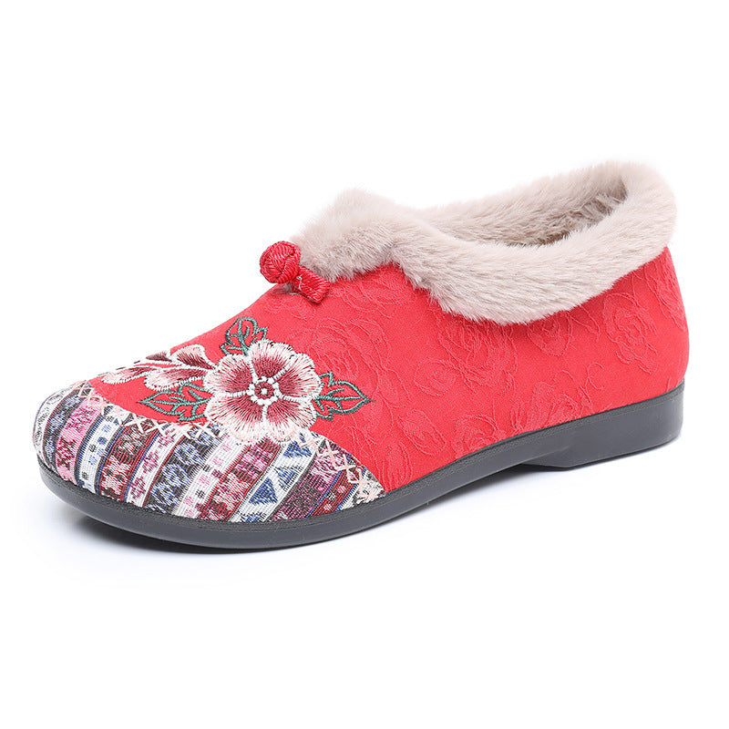 Fleece-Lined Thickened Cotton-Padded Shoes for Middle-Aged and Elderly Women