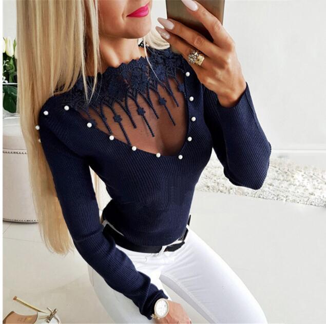 Skinny lace leaky sweater