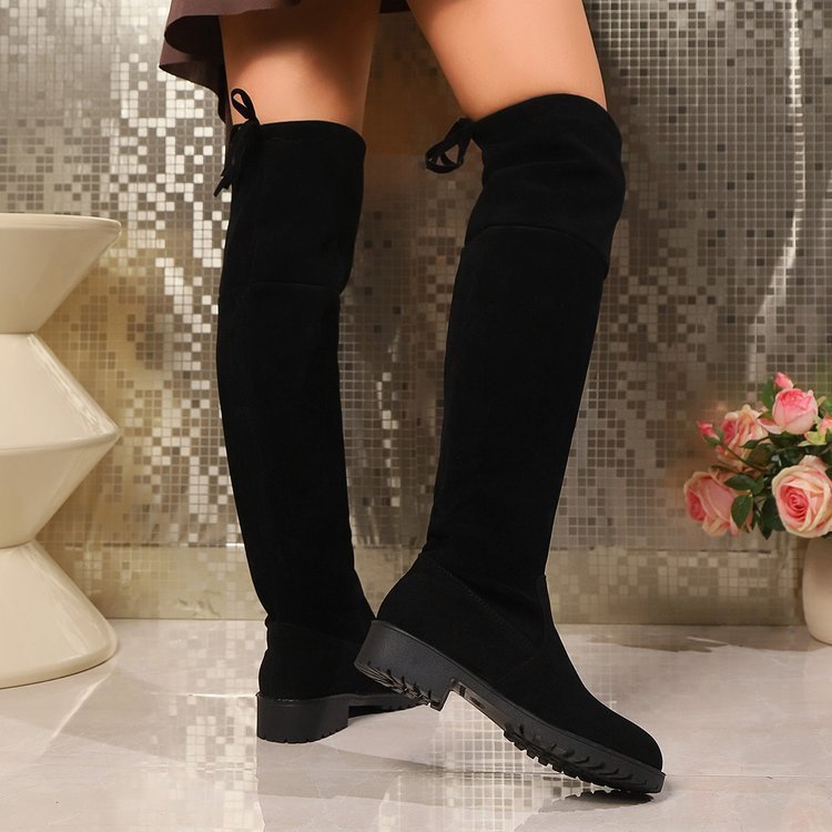 Women's High Platform Fashion Boots – Solid Color Design