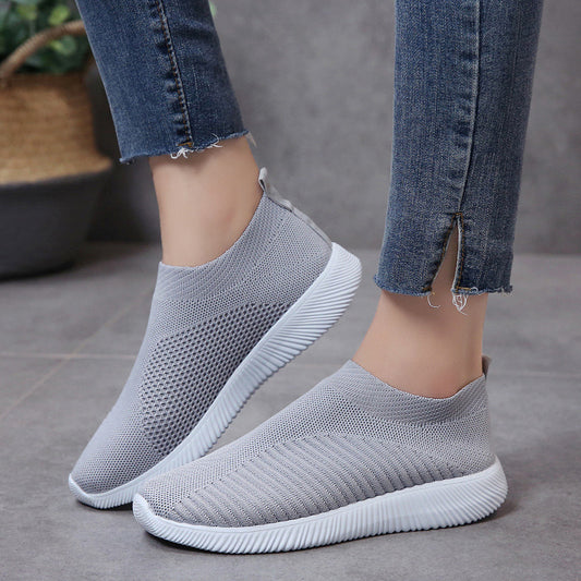 Women's European and American Plus Size Fly-Knit Elastic Fabric Socks Shoes