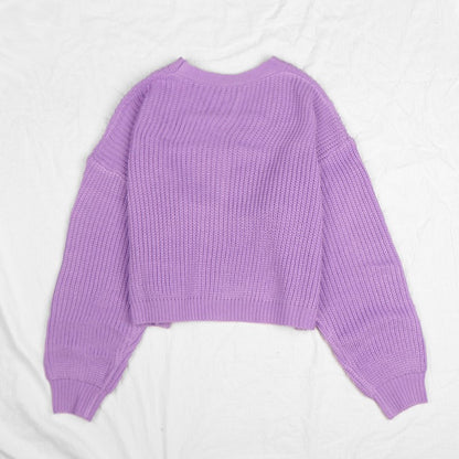 Elegant Women's Winter Sweater Top - Mid-Length Knitted
