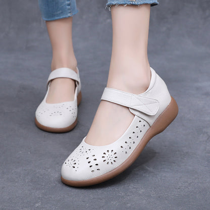 Genuine Leather Hollow-Out Cozy Sandals