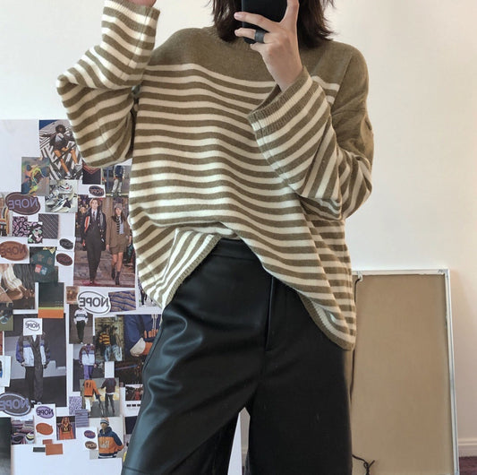 Soft Waxy Striped Sweater for Women