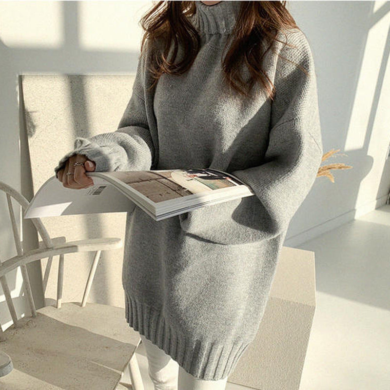 High-neck padded sweater sweater