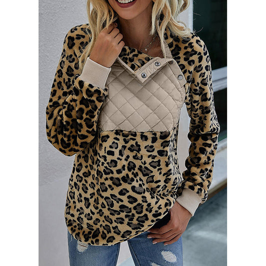 Wild Elegance: Long Sleeve Leopard Print Camouflage Sweater