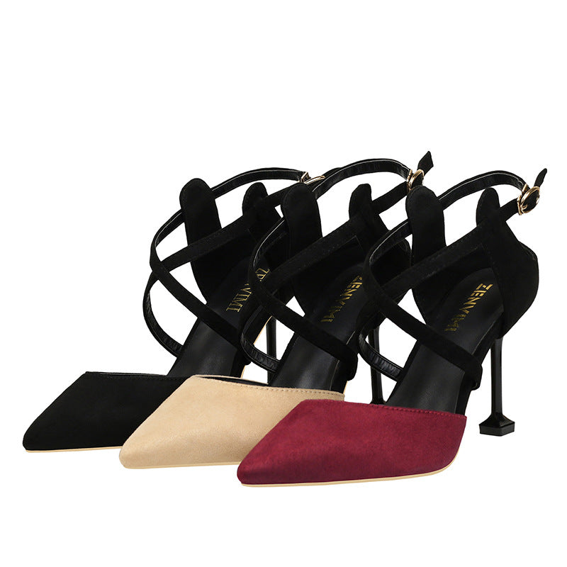 Cat-Inspired Cross-Strap High-Heeled Women's Sandals