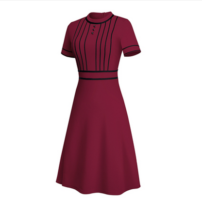 Fashion Contrast Stitching Short-sleeved Dress