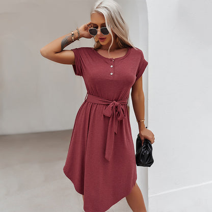 Short-Sleeved Casual Holiday Knit Skirt