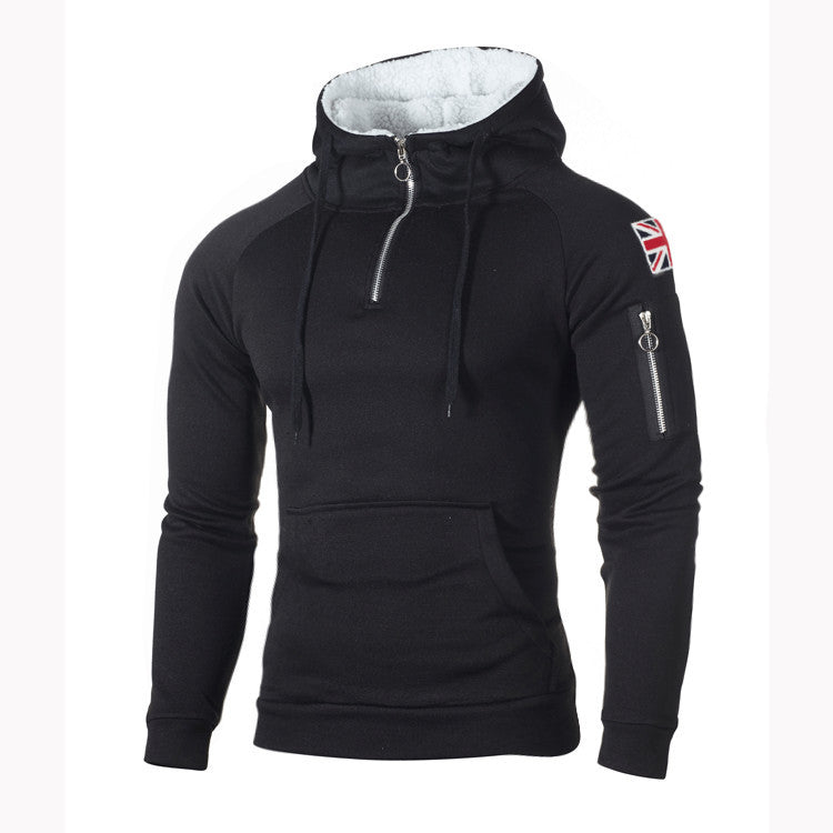 Men's Hooded Solid Color Sports Sweatshirt