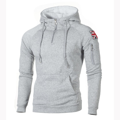 Men's Hooded Solid Color Sports Sweatshirt