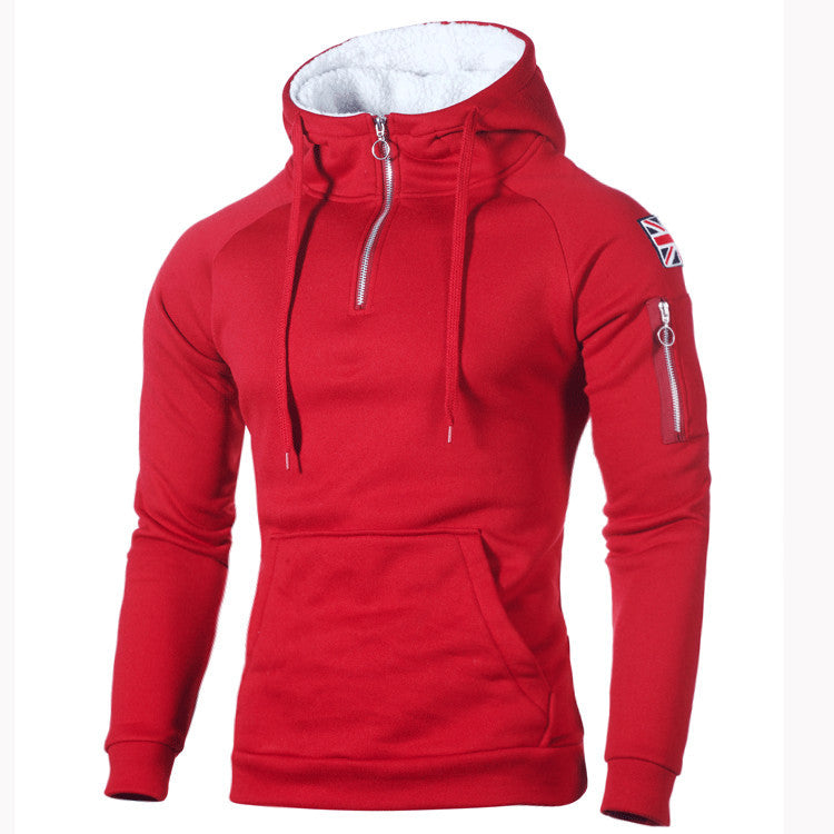 Men's Hooded Solid Color Sports Sweatshirt