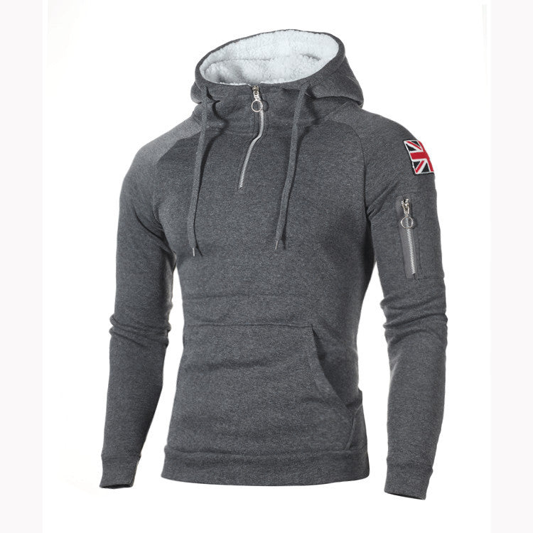 Men's Hooded Solid Color Sports Sweatshirt