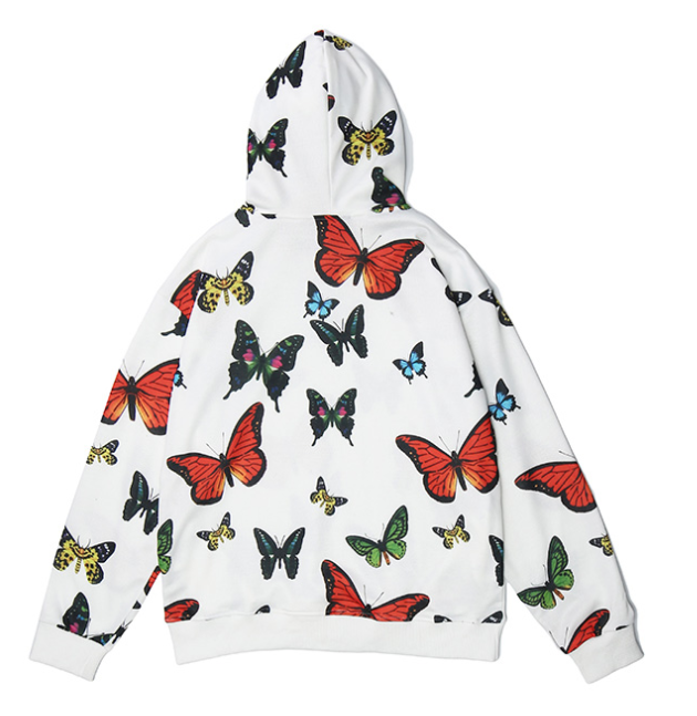 Butterfly Print Loose Hoodie