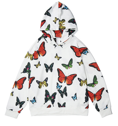 Butterfly Print Loose Hoodie