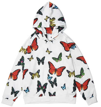 Butterfly Print Loose Hoodie