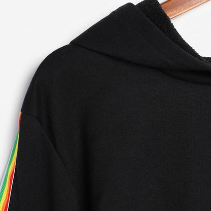 Sweatshirts Female Hoodie Rainbow Striped Crop Sweatshirt Ho