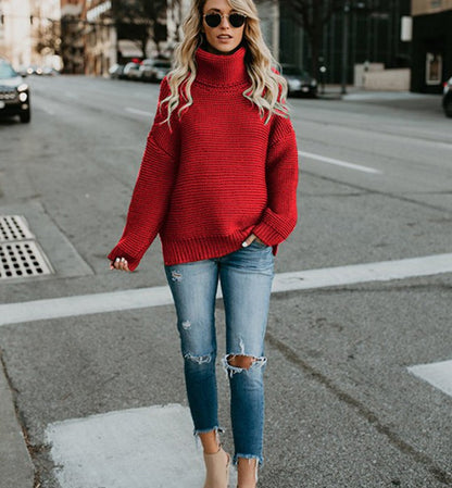 Thick line turtleneck sweater