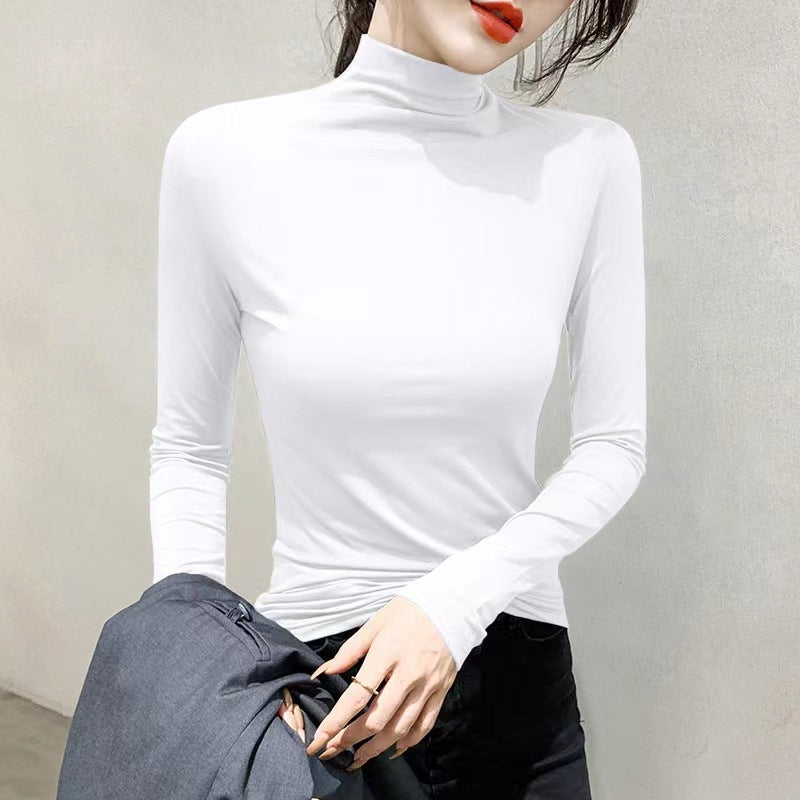 Women's Half Turtleneck Base Layer Shirt – Available in Nine Colors for Spring and Autumn