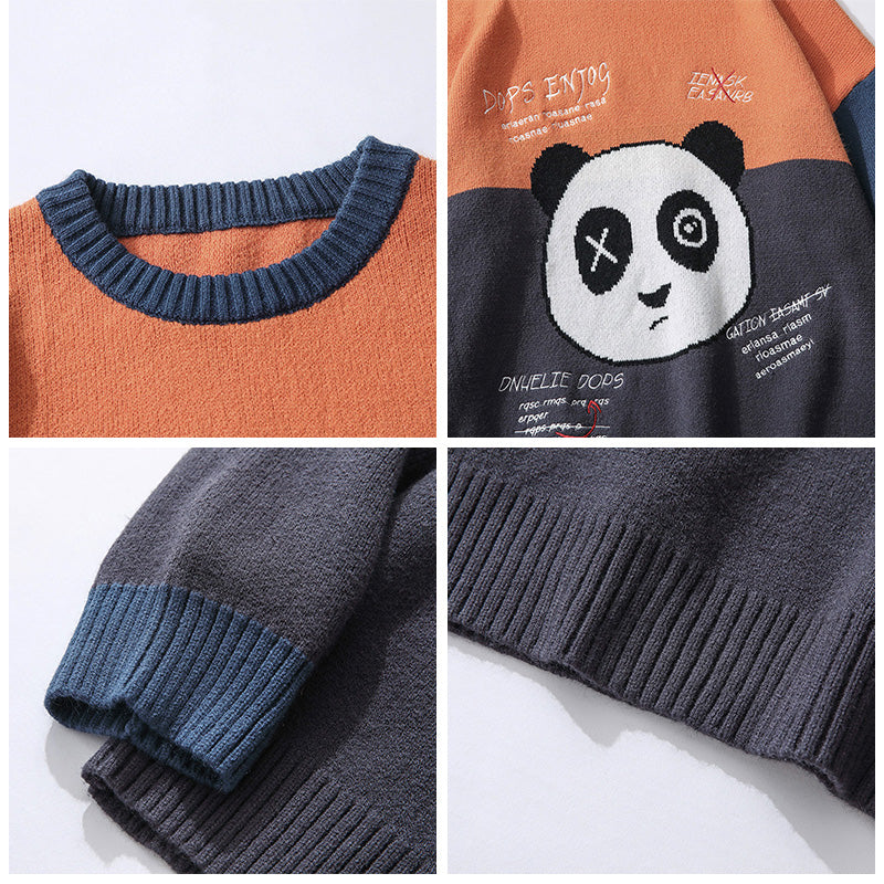 Cartoon panda jacquard sweater