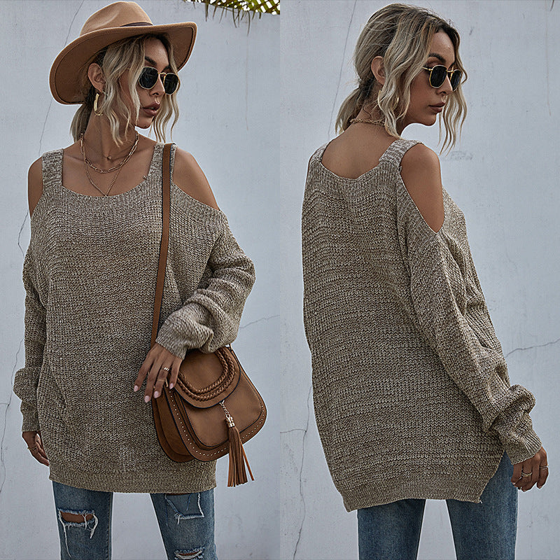 Pure color casual sweater