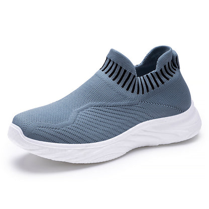 Striped Flat Sneakers for Women – Fashion Lightweight Breathable Slip-On Sports Shoes